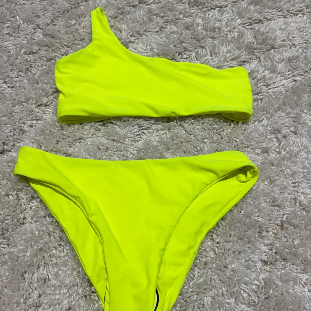 SHEIN Yellow Asymmetrical Bikini Swimwear